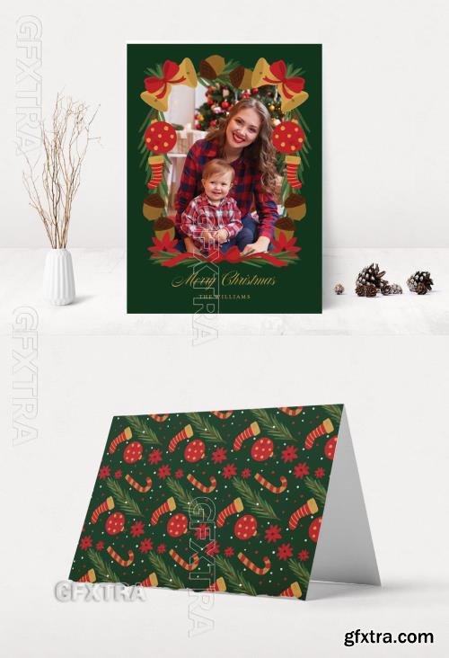 Christmas Photo Card Layout with Garlands 304198194