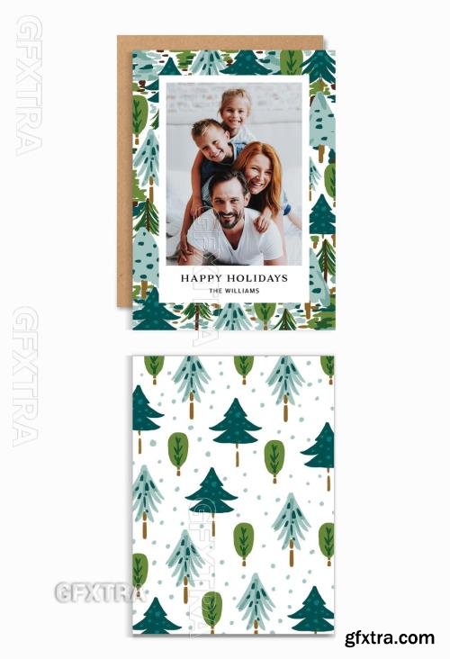 Holiday Card Layout with Christmas Trees 296618832