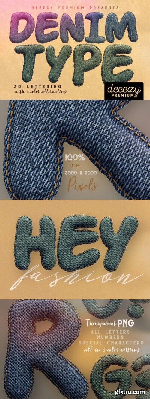 Denim 3D Lettering