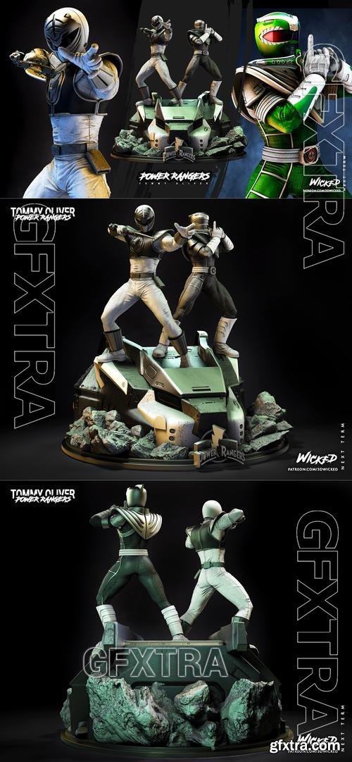 WICKED - Power Ranger Green and Power Ranger White Diorama &ndash; 3D Print Model