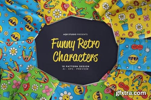 Funny Retro Characters - Seamless Pattern