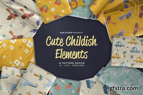 Cute Childish Element - Seamless Pattern