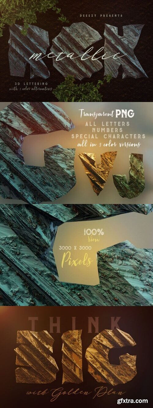 Metallic Rock 3D Lettering