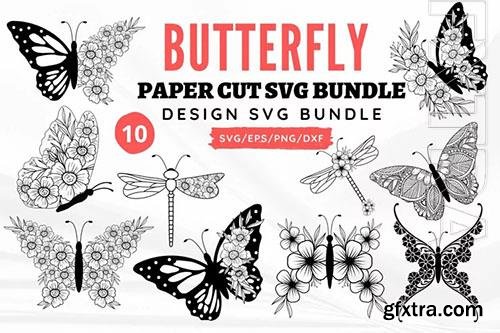 Flowers and butterflies bundle design elements