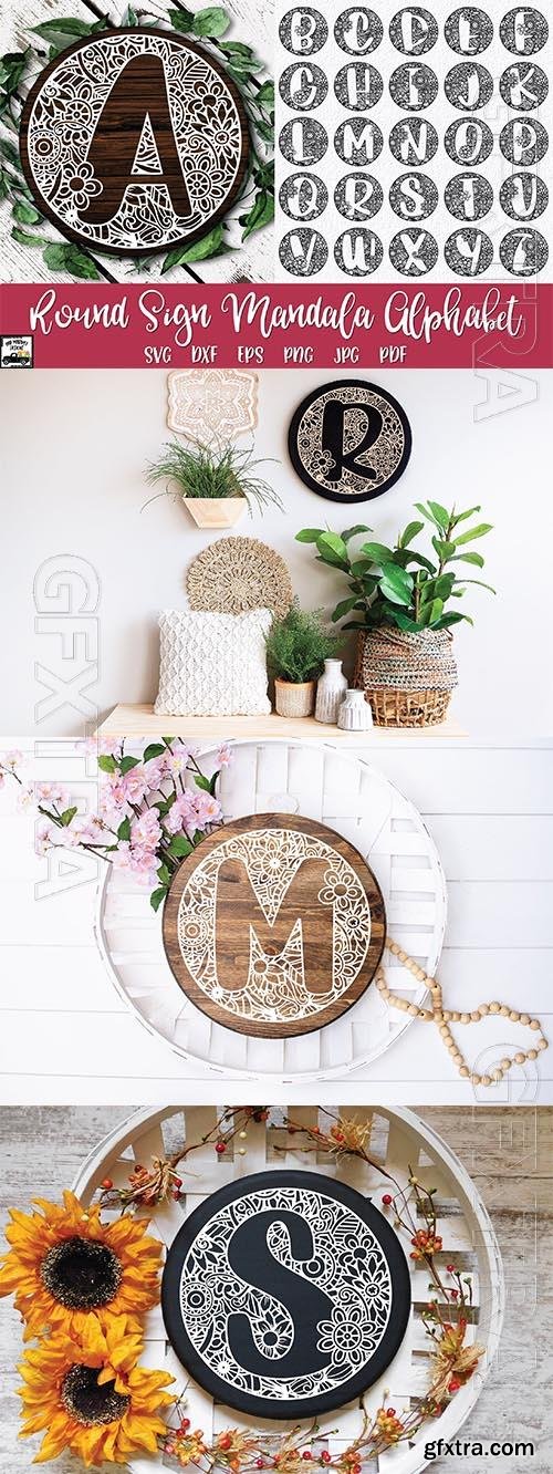 Round sign mandala alphabet  bundle design elements