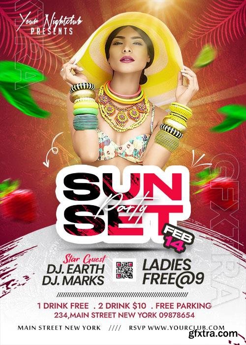 Summer Sunset Party Flyer PSD Template