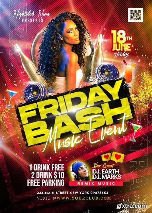 Friday Bash Music Event Flyer PSD