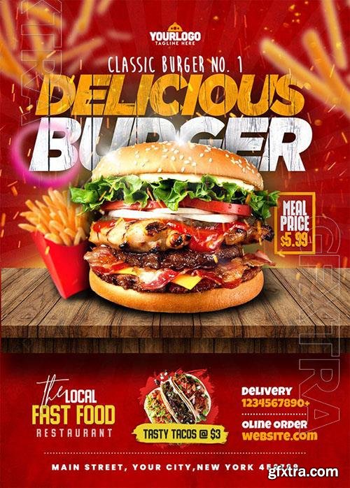 Burger Menu Promotion Flyer PSD Template