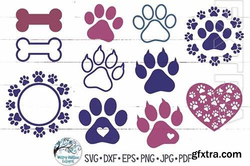 Animal Paw Prints, Cat and Dog design elements