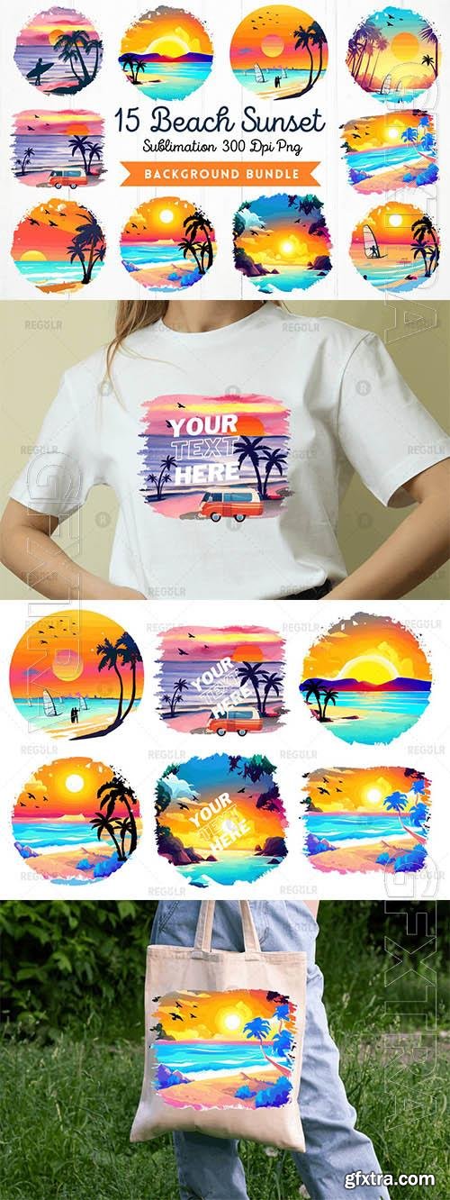 Summer, beach sunset bundle design elements