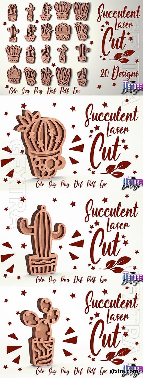 Succulent laser cut design elements