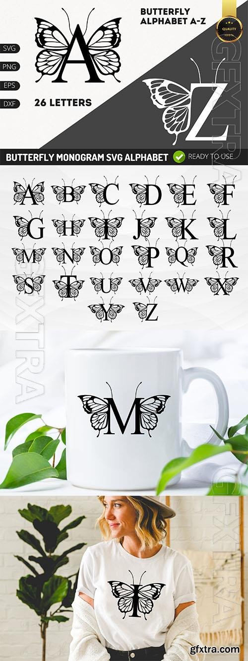 Butterfly monogram alphabet design elements