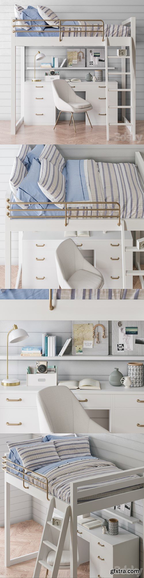 Waverly loft desk bed set from Pottery Barn