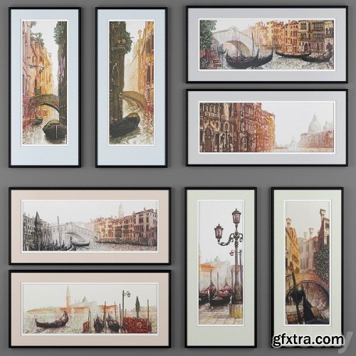 A set of paintings depicting Venice from Ugo Baracco