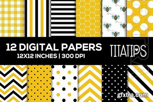 Bumble bee digital papers set