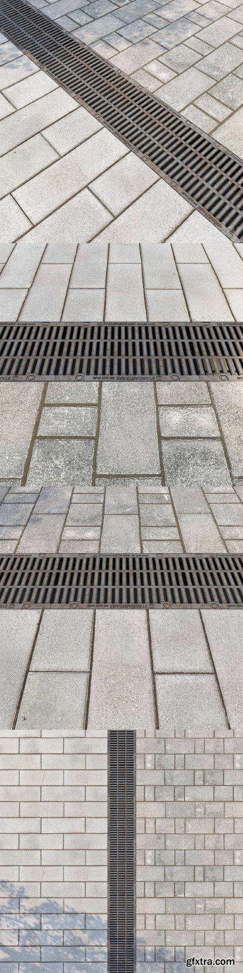 Standartpark rain grate and 2 types of paving stones