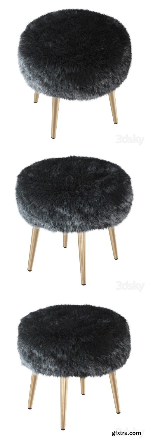 Round chair black fur