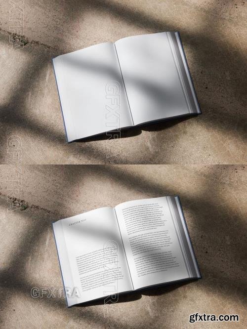 Open Hardcover Book Mockup With Window Light 544818235