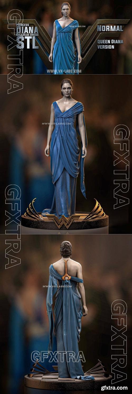 Princess Diana - Gala Blue Dress &ndash; 3D Print Model