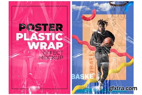 Clear Plastic Poster Wrap Mockup Template JL8GBQR