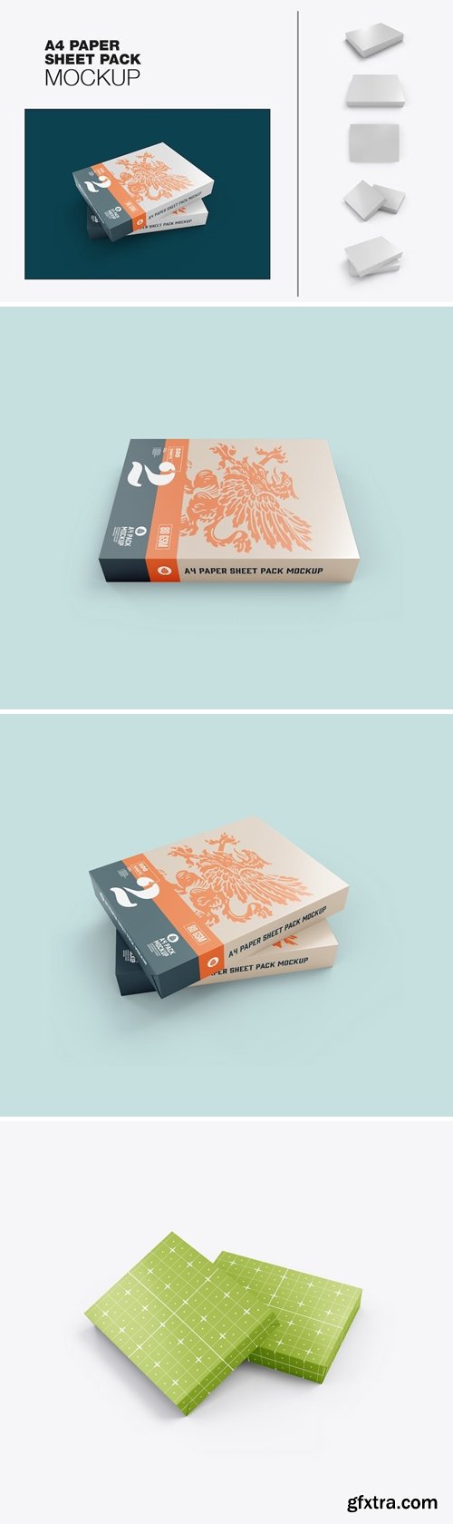 A4 Paper Sheet Packs Mockup 3F77VPP