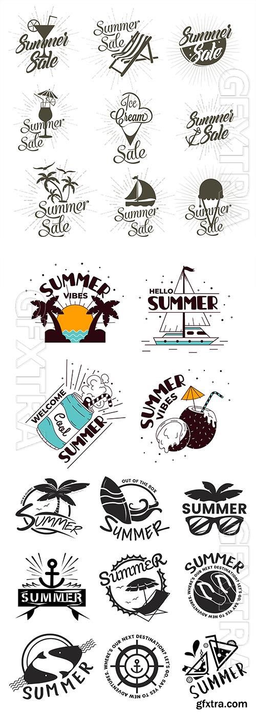 Vector summer and holiday logo, badges,  typography illustration