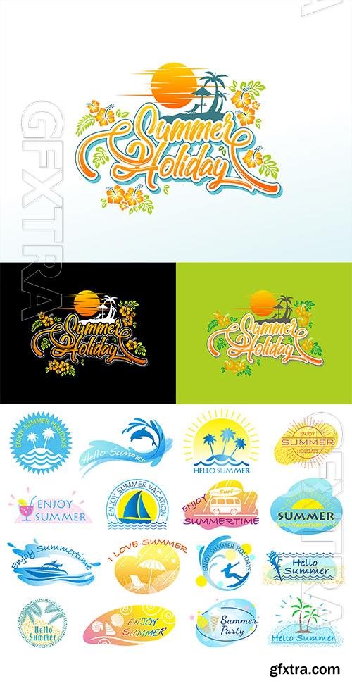 Vector colorful summer symbol icon and logo