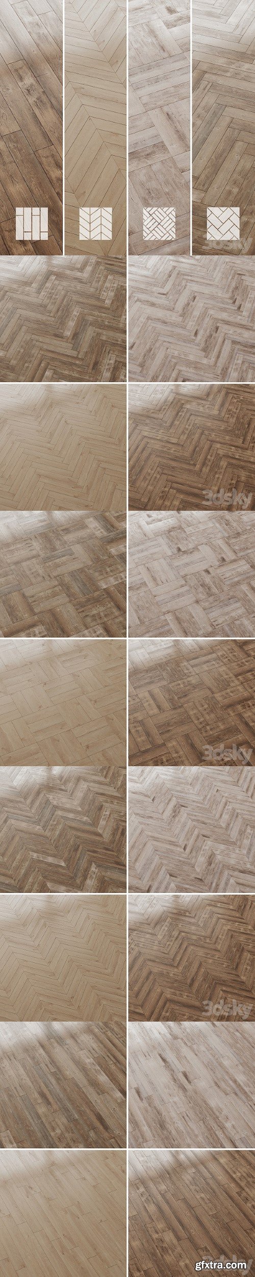 Wood Floor Pine Oak Set 3