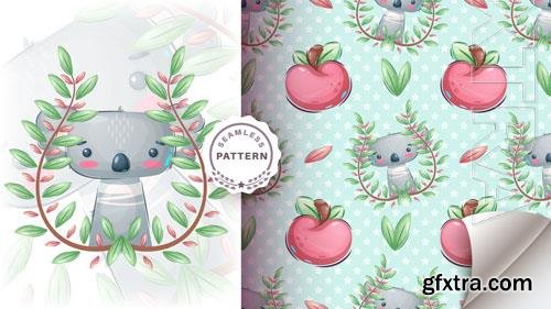 Vector seamless pattern koala cartoon character