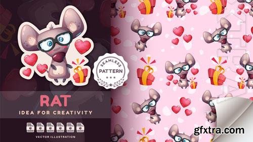 Vector seamless pattern cartoon character adorable mouse