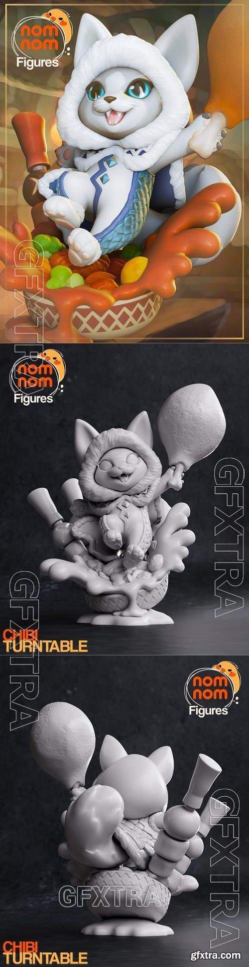 Nomnom Figures - Chibi Palico - Monster Hunter &ndash; 3D Print Model