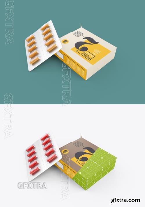 Paper Box with Pills Mockup 544725611