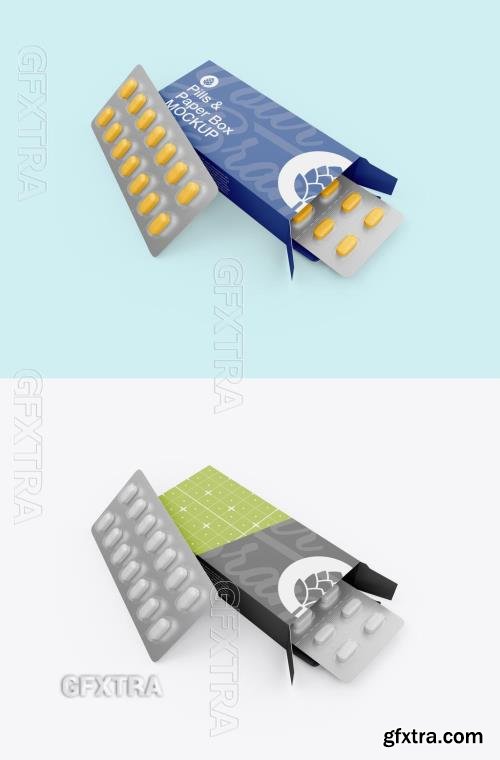 Paper Box with Pills Mockup 544725521