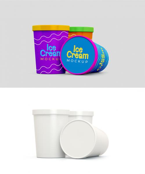 Three Ice Cream Jars Mockup 593486962