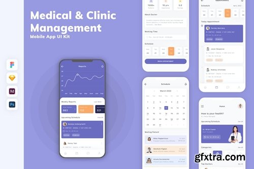 Medical &amp; Clinic Management Mobile App UI Kit P7YNF5F