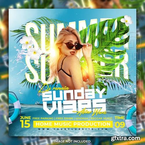 Summer party psd flyer template