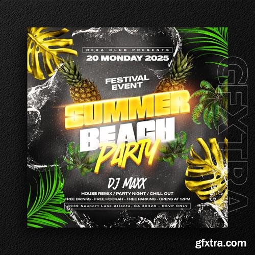 PSD summer chillout tropical beach party flyer social media template or web banner promotion