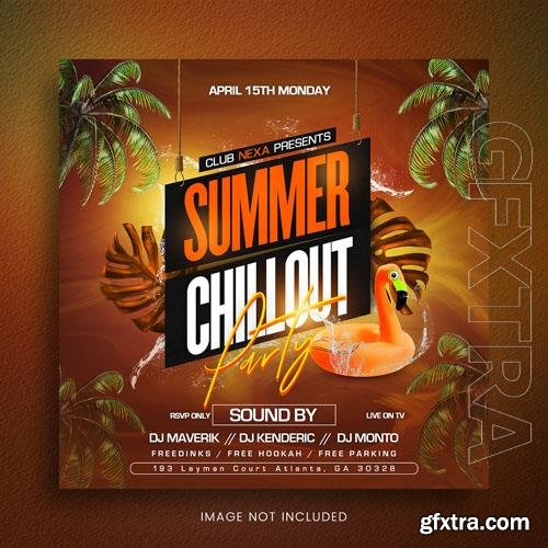 PSD summer chillout tropical party flyer social media template or web banner promotion