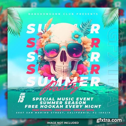 PSD summer beach night party flyer social media post template