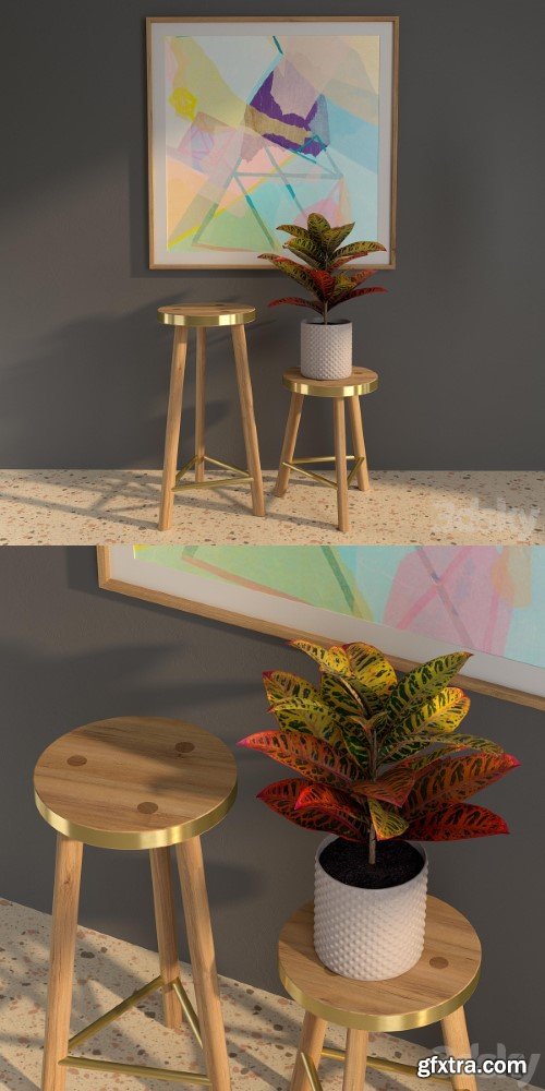 Brass Calypso Stool tall, small (gold) by Beeline Design + decor