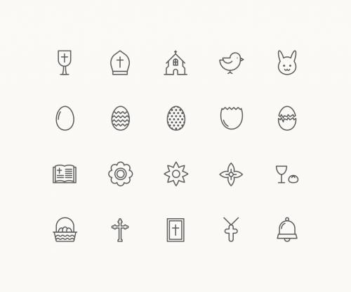 20 Minimalist Easter Icons 125400288