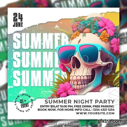Summer beach night party psd flyer social media post template