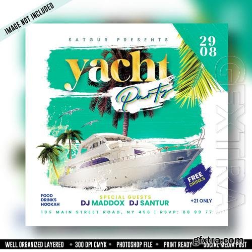 PSD yacht party flyer boat party flyer template