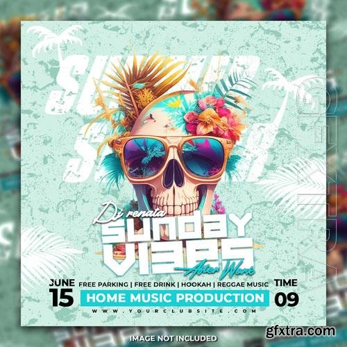 PSD summer beach night party flyer social media post