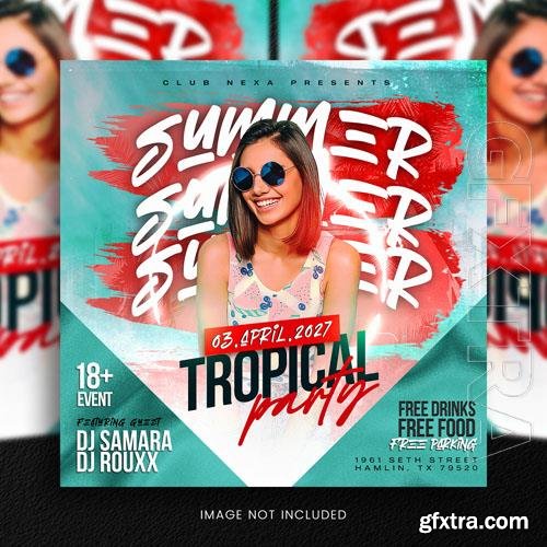 PSD summer chillout tropical party flyer social media template