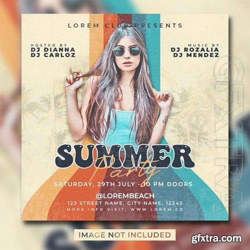 PSD dj club summer party flyer social media post template banner