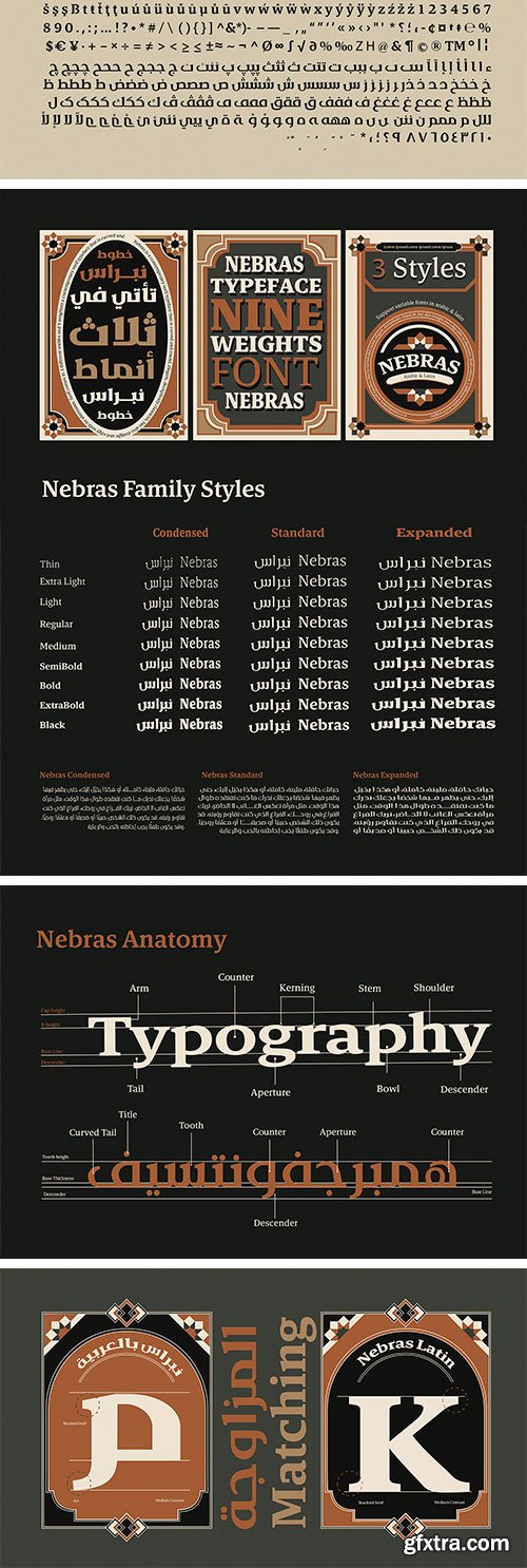 Nebras Serif Font Family - Latin &amp; Arabic