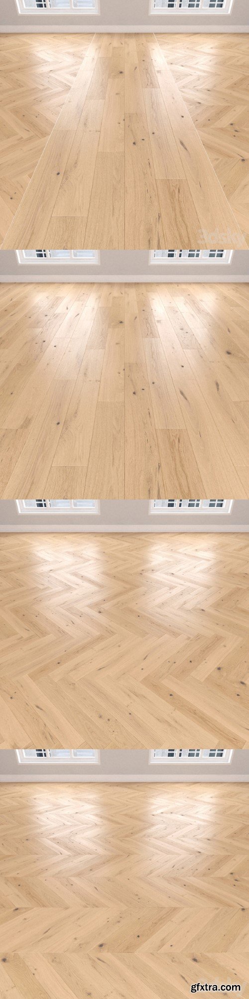 Parquet Oak light, 3 types. Christmas tree, linear, chevron.