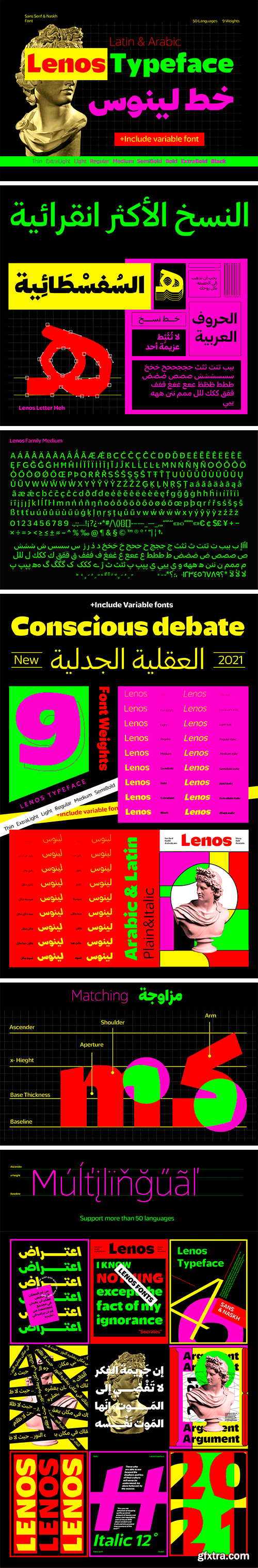 Lenos Font Family - Latin & Arabic