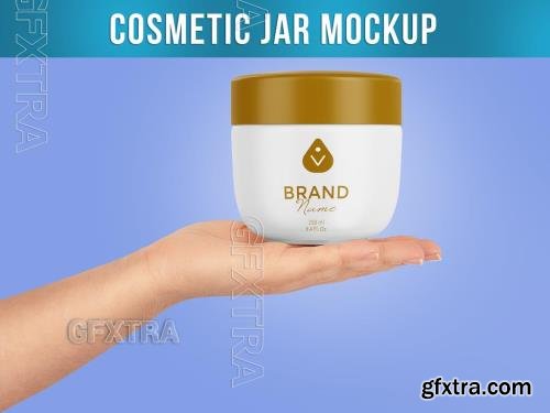 Cosmetic Jar in Hand Mockup 544579174